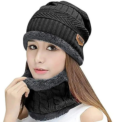 4 Pcs Wool Beanie and Neck Warmer Set - Buy 1 Get 1 Free