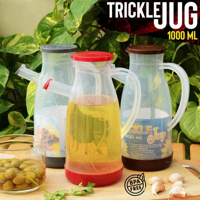 High Quality Oil Jug 1000 ML Beautiful Design With Lid & Handle Leak Proof Unbreakable For Honey, Milk