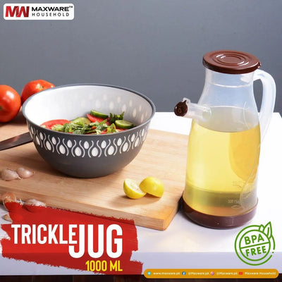 High Quality Oil Jug 1000 ML Beautiful Design With Lid & Handle Leak Proof Unbreakable For Honey, Milk