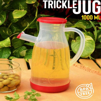 High Quality Oil Jug 1000 ML Beautiful Design With Lid & Handle Leak Proof Unbreakable For Honey, Milk