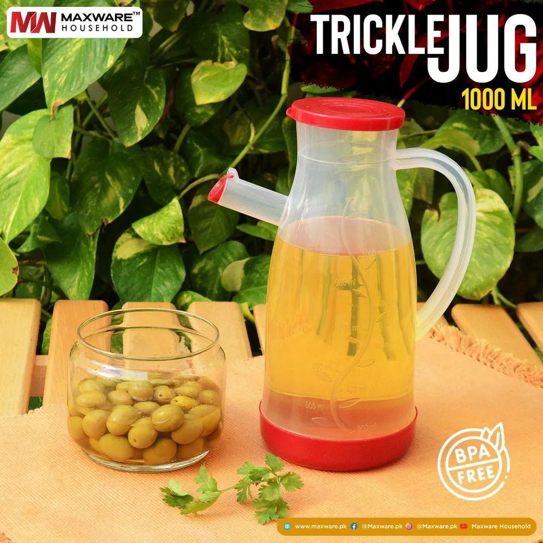 High Quality Oil Jug 1000 ML Beautiful Design With Lid & Handle Leak Proof Unbreakable For Honey, Milk