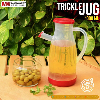 High Quality Oil Jug 1000 ML Beautiful Design With Lid & Handle Leak Proof Unbreakable For Honey, Milk